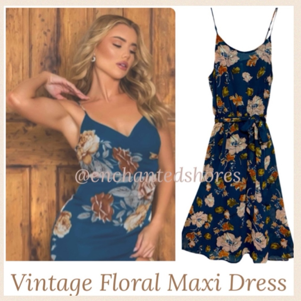 Vintage Y2K Maxi Dress Forever 21 Floral Spaghetti Strap Ethereal Fairy Size S
